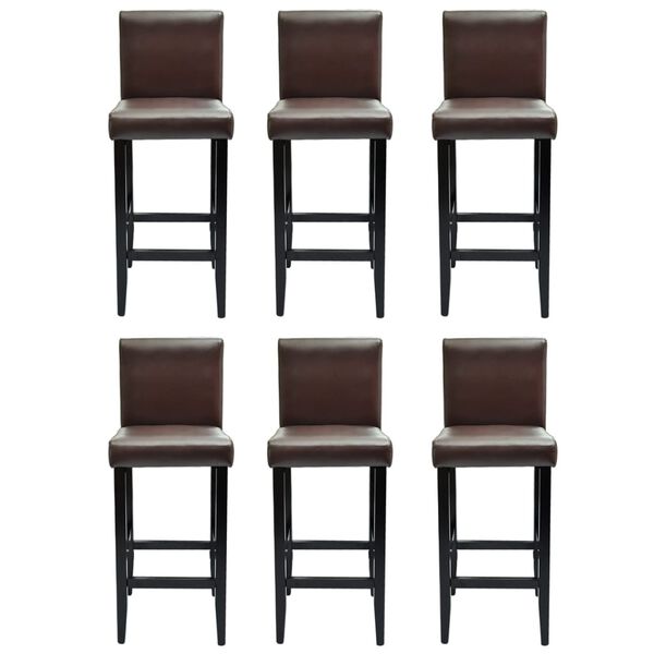 vidaXL Bar Stools 6 pcs Dark Brown Faux Leather