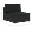 vidaXL Sofa Set Black Poly Rattan, Powder-Coated Steel, Polyester Large
