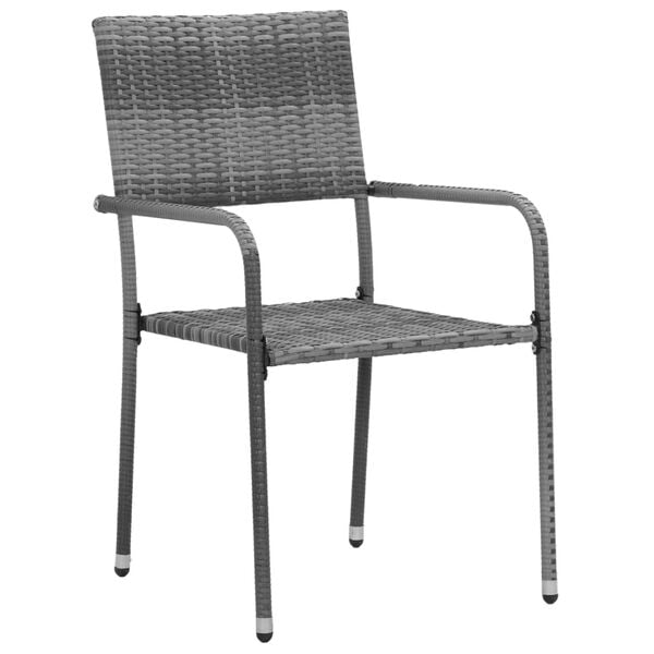 vidaXL Outdoor Dining Set Grey PE rattan, steel, solid acacia wood Medium