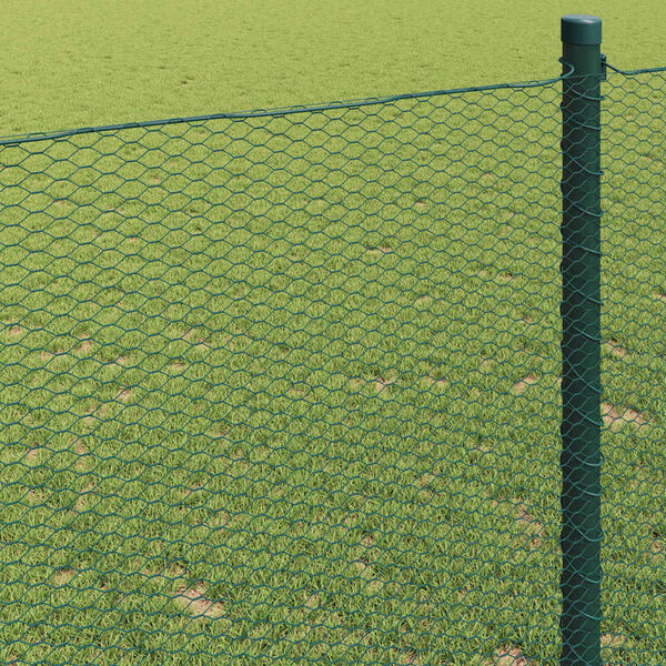 vidaXL Hexagon Fence Green 59.1" x 393.7" Steel