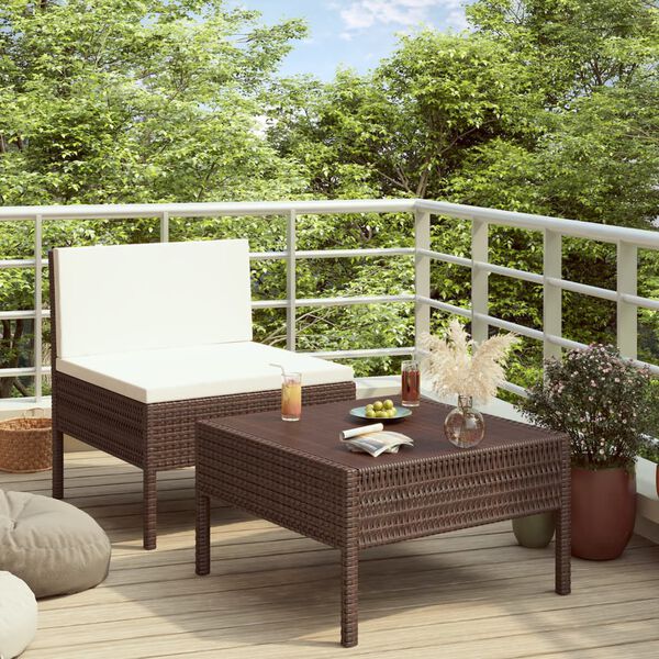vidaXL Garden Furniture Set Brown PE rattan Medium Modular