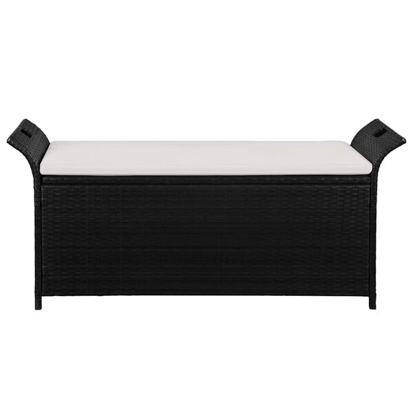 vidaXL Storage Bench with Cushion 54.3" Poly Rattan Black