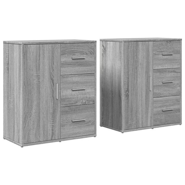 vidaXL Sideboards 2 pcs Gray Sonoma 23.6"x12.2"x27.6" Engineered Wood