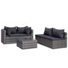vidaXL Garden Lounge Set Grey PE Rattan, Powder-Coated Steel, Glass Large