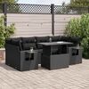 vidaXL Garden Sofa Set Black Poly Rattan, Powder-Coated Steel Large