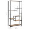 vidaXL Bookshelf Black and natural wood Solid firwood and steel