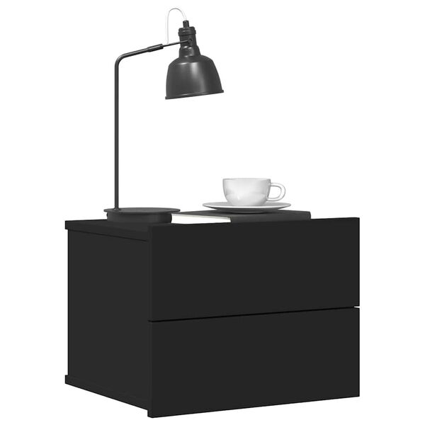 vidaXL Bedside Cabinet Set of 2 Black Engineered wood Bedside Cabinet