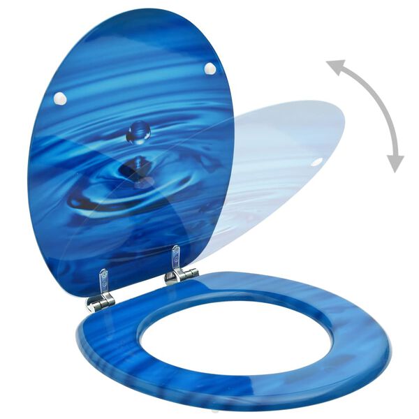 vidaXL WC Toilet Seats with Lid 2 pcs MDF Blue Water Drop Design (2x146906)