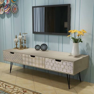 vidaXL TV Stand with 3 Drawers 47.2"x15.7"x14.2" Gray