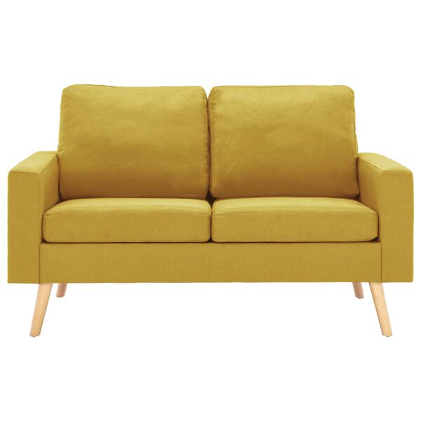 vidaXL Sofa Yellow Fabric (100% polyester), solid pine wood, rubberwood