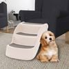 vidaXL Dog Stair Cream Plastic 3-Step Foldable Dog Stair Rectangular