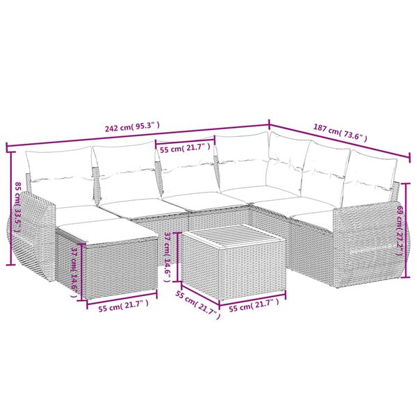 vidaXL Garden Sofa Set Grey