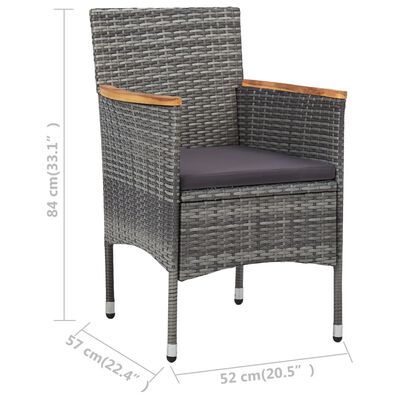 vidaXL Patio Dining Chairs 2 pcs Poly Rattan Gray