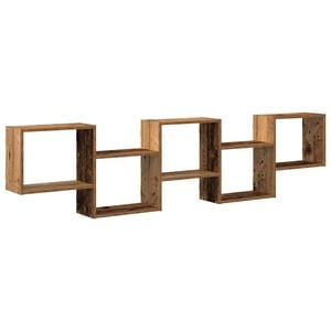 vidaXL Wall Cube Shelf Old Wood Engineered Wood Large Wall Cube Shelf