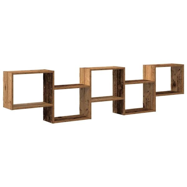 vidaXL Wall Cube Shelf Old Wood Engineered Wood Large Wall Cube Shelf