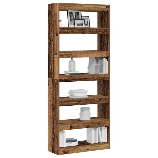 vidaXL Book Cabinet Old Wood 31.50 x 11.81 x 77.95 in Engineered Wood