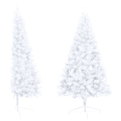 vidaXL Artificial Half Christmas Tree with LED&Stand White 82.6" PVC