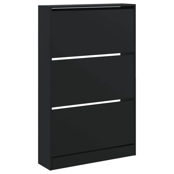 vidaXL Shoe Cabinet Black 31.5"x8.3"x49.4" Engineered Wood