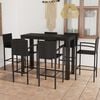 vidaXL 7 Piece Patio Bar Set with Armrest Poly Rattan Black