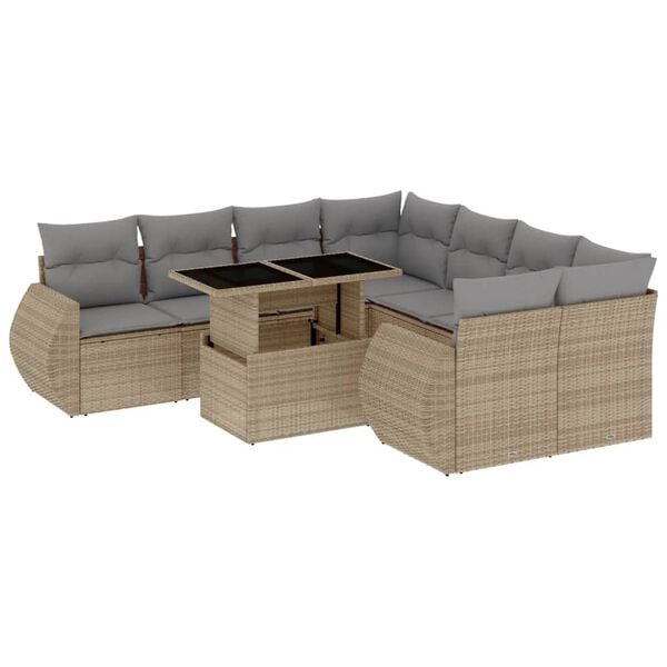 vidaXL Garden Sofa Set Beige and Light Grey