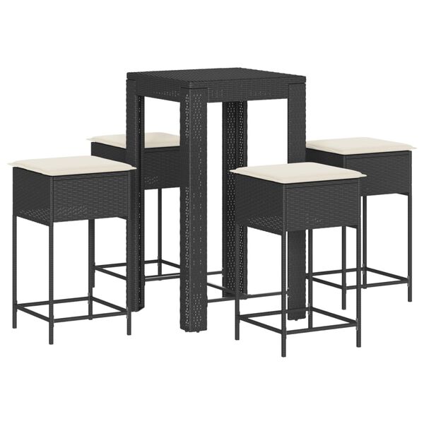 vidaXL Garden Bar Set Black, Cream White