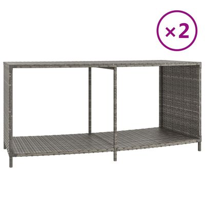 vidaXL Storage Shelves 2 pcs Gray Poly Rattan