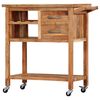 vidaXL Kitchen Trolley 31.5"x17.7"x35.8" Solid Wood Acacia