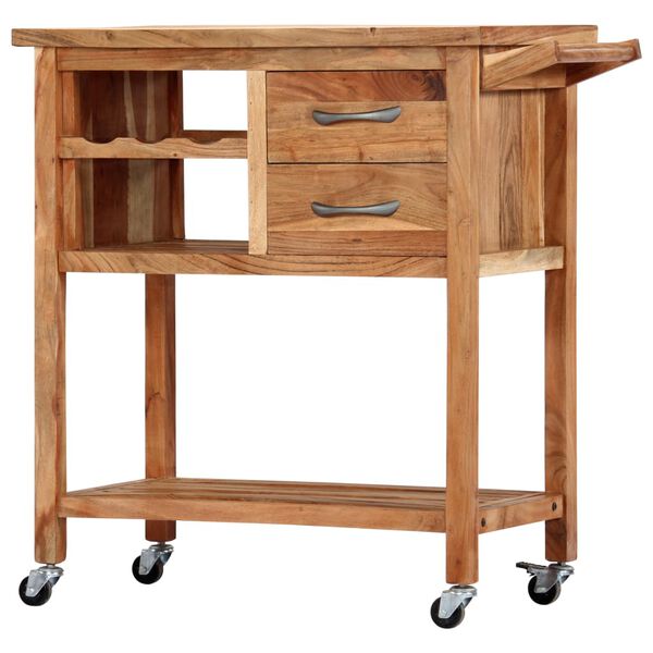 vidaXL Kitchen Trolley 31.5"x17.7"x35.8" Solid Wood Acacia
