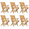 vidaXL Folding Garden Chair Set of 6 Teak Solid teak wood Standard