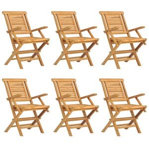 vidaXL Folding Garden Chair Set of 6 Teak Solid teak wood Standard