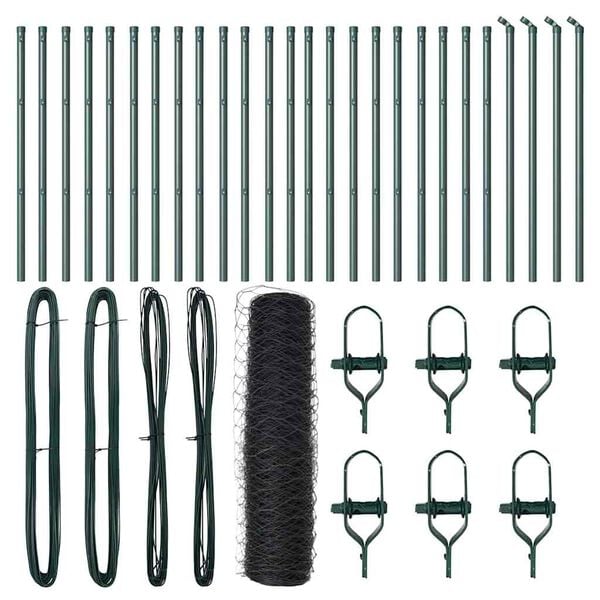 vidaXL Fence Post Grey 164.04 x 1.64 ft (1.42 in mesh) Steel and PVC