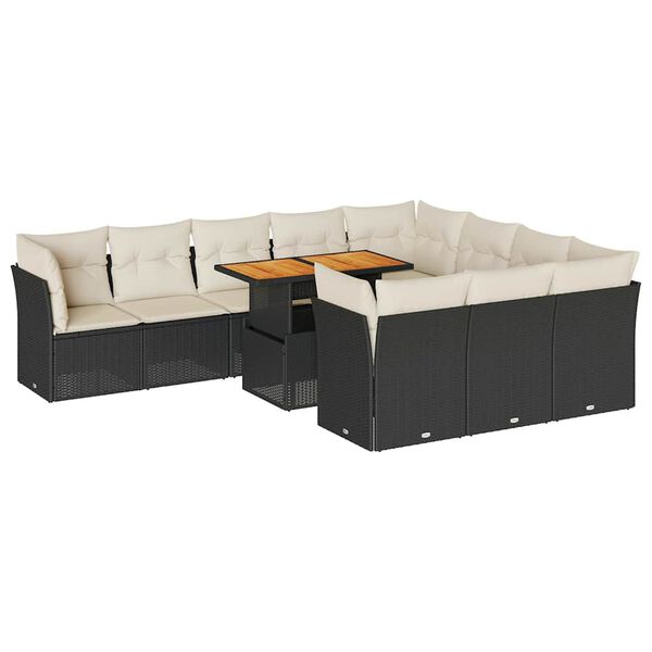 vidaXL Garden Sofa Set Black, Cream White