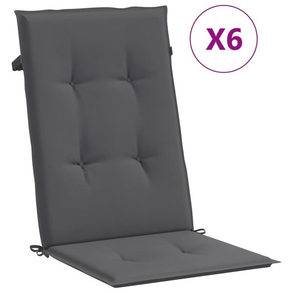 vidaXL Highback Chair Cushion Set of 6 Anthracite Fabric (100% polyester)