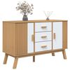vidaXL Sideboard White and Brown Solid Pine Wood