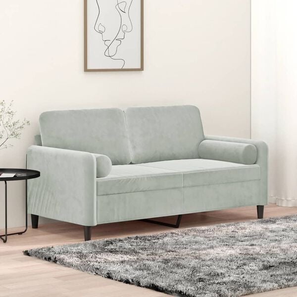 vidaXL 2-seater Sofa Light Grey Velvet 2-Seater Removable Covers