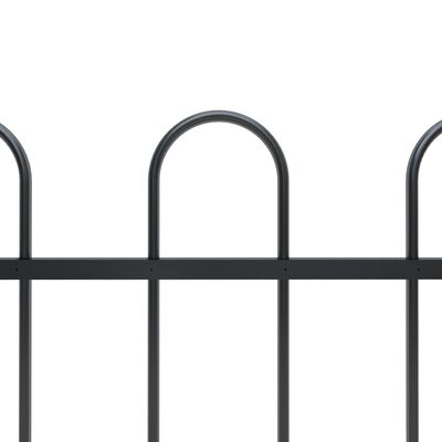 vidaXL Garden Fence with Hoop Top Steel 50.2ft Black