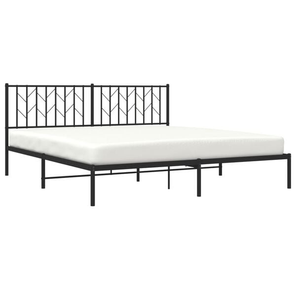 vidaXL Bed Frame Black Powder-Coated Steel Super King Bed Frame