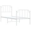 vidaXL Bed Frame White Powder-Coated Steel Small Single Bed Frame