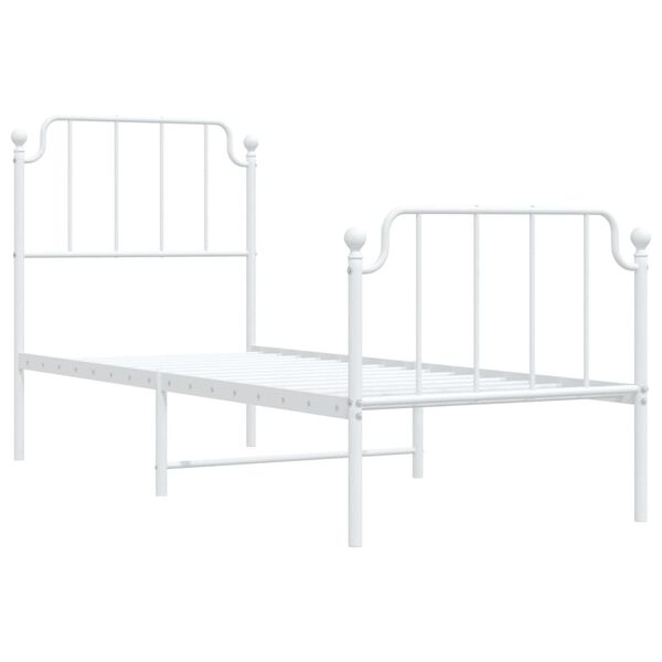vidaXL Bed Frame White Powder-Coated Steel Small Single Bed Frame