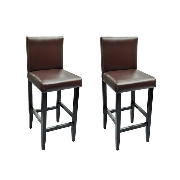 vidaXL Bar Stool Set of 2 Dark Brown 75% PVC, 20% Polyester, 5% Cotton
