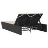 vidaXL Double Sun Lounger Black and Cream White PE Rattan Double