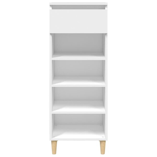 vidaXL Shoe Cabinet White Engineered wood, Solid eucalyptus wood Compact