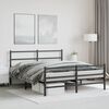 vidaXL Metal Bed Frame without Mattress with Footboard&nbsp;Black 63"x78.7"