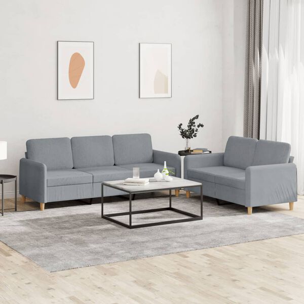 vidaXL Sofa Set Light Grey 100% polyester, metal, textilene, plywood
