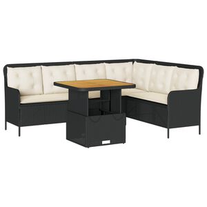 vidaXL Patio Sofa Set Black and cream white