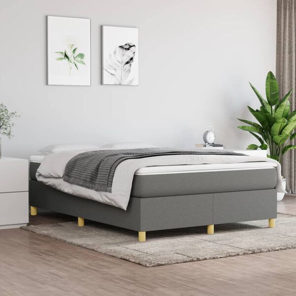 vidaXL Bed Frame Dark Gray Fabric (100% polyester), plywood, engineered wood
