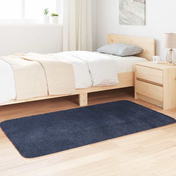 vidaXL Shaggy Rug Navy 100% Polyester 31.5 x 59 in Non-slip Shaggy Rug
