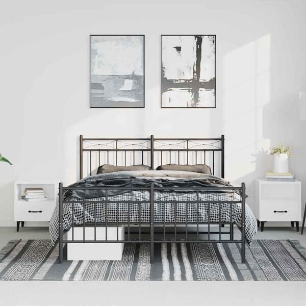 vidaXL Bed Frame Black Powder-coated steel Double Bed Frame