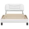vidaXL Bed Frame White Faux leather, metal, solid pine wood, plywood Twin
