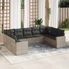 vidaXL Garden Sofa Set Light Grey PE Rattan, Powder-Coated Steel Large